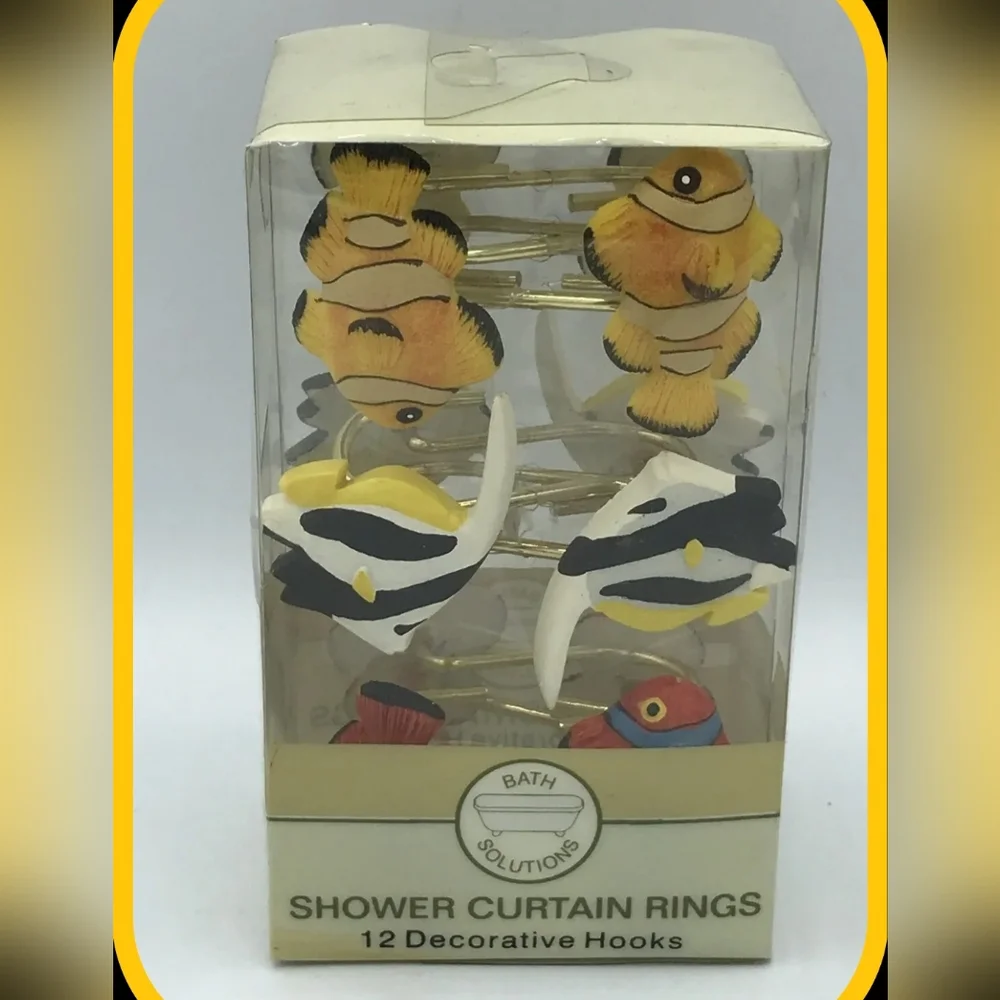 Under the Sea- Set of 12-Shower Curtain Hooks Rings, Resin-New